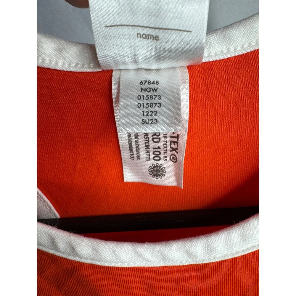 Hanna Andersson Girls Orange Racerback Pocket Dress White Trim Size 130 US 8
